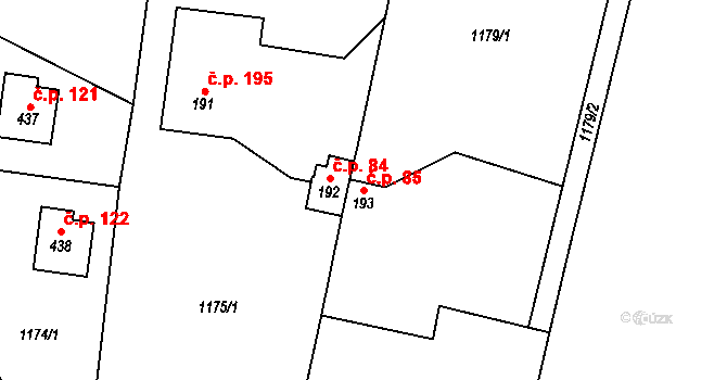 Pecerady 85, Týnec nad Sázavou na parcele st. 193 v KÚ Pecerady, Katastrální mapa