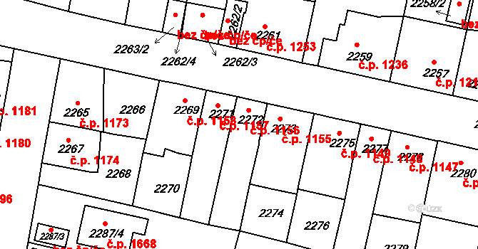 Tachov 1156 na parcele st. 2272 v KÚ Tachov, Katastrální mapa