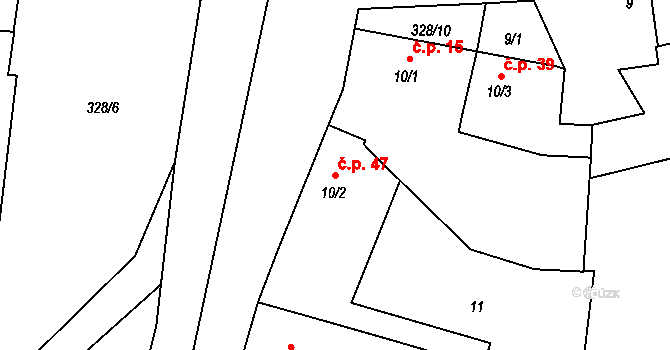 Štěnkov 47, Třebechovice pod Orebem na parcele st. 10/2 v KÚ Štěnkov, Katastrální mapa