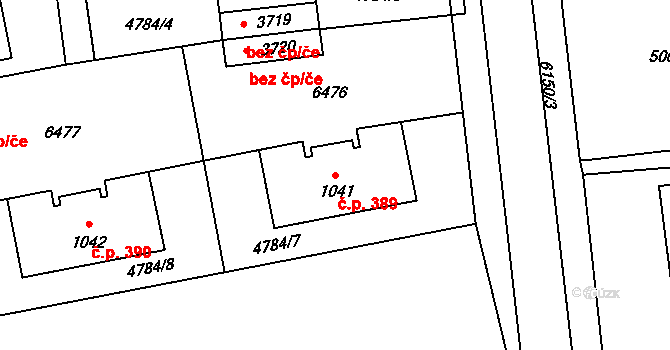 Horní Předměstí 389, Polička na parcele st. 1041 v KÚ Polička, Katastrální mapa