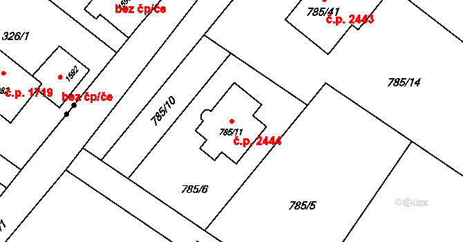 Rožnov pod Radhoštěm 2444 na parcele st. 785/11 v KÚ Tylovice, Katastrální mapa