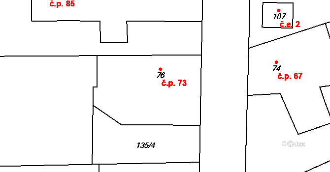 Jičíněves 73 na parcele st. 76 v KÚ Jičíněves, Katastrální mapa