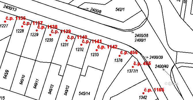 Hořice 1142 na parcele st. 1233 v KÚ Hořice v Podkrkonoší, Katastrální mapa