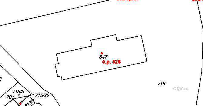 Bohosudov 528, Krupka na parcele st. 647 v KÚ Bohosudov, Katastrální mapa