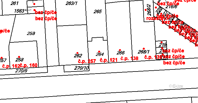 Řetenice 121, Teplice na parcele st. 264 v KÚ Teplice-Řetenice, Katastrální mapa