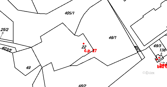 Ostroh 27, Poustka na parcele st. 22 v KÚ Ostroh, Katastrální mapa