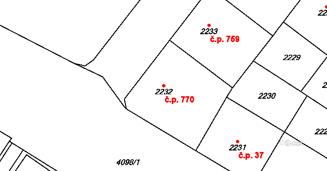 Vinohrady 770, Praha na parcele st. 2232 v KÚ Vinohrady, Katastrální mapa