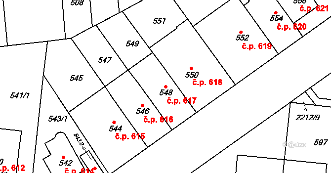 Střešovice 617, Praha na parcele st. 548 v KÚ Střešovice, Katastrální mapa