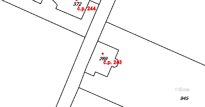 Rumburk 3-Dolní Křečany 243, Rumburk na parcele st. 289 v KÚ Dolní Křečany, Katastrální mapa