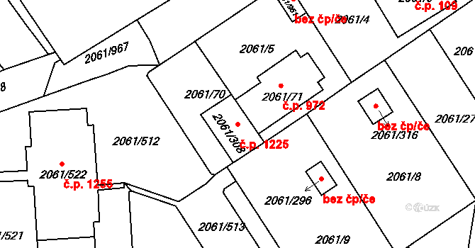 České Budějovice 2 1225, České Budějovice na parcele st. 2061/308 v KÚ České Budějovice 2, Katastrální mapa