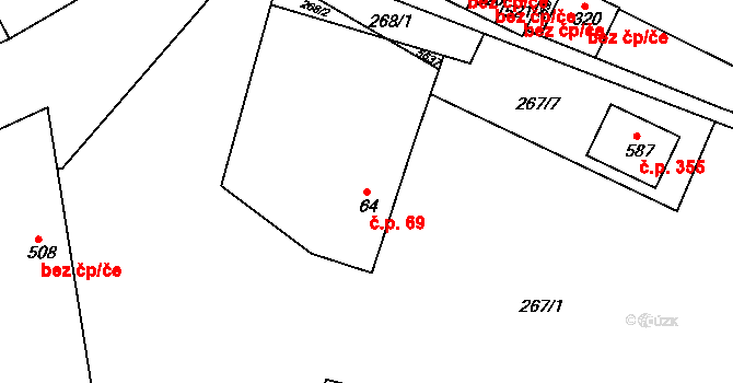 Chotěvice 69 na parcele st. 64 v KÚ Chotěvice, Katastrální mapa