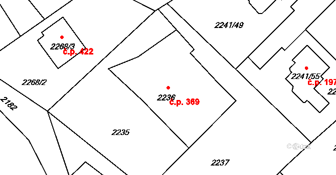 Hranice 369, Karviná na parcele st. 2236/1 v KÚ Karviná-město, Katastrální mapa