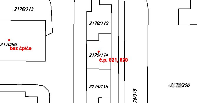 Skvrňany 820,821, Plzeň na parcele st. 2176/113 v KÚ Skvrňany, Katastrální mapa