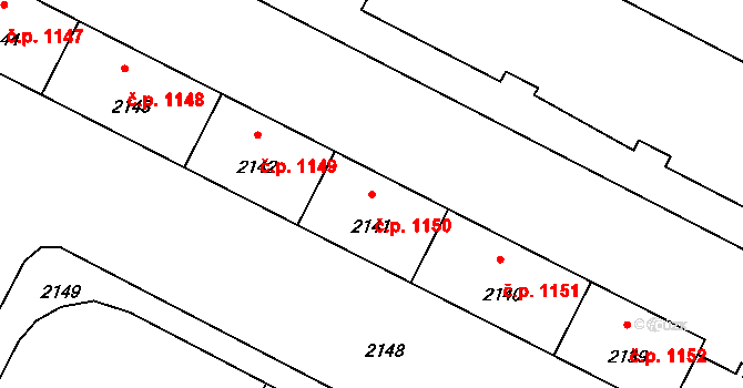 Město 1150, Havířov na parcele st. 2141 v KÚ Havířov-město, Katastrální mapa