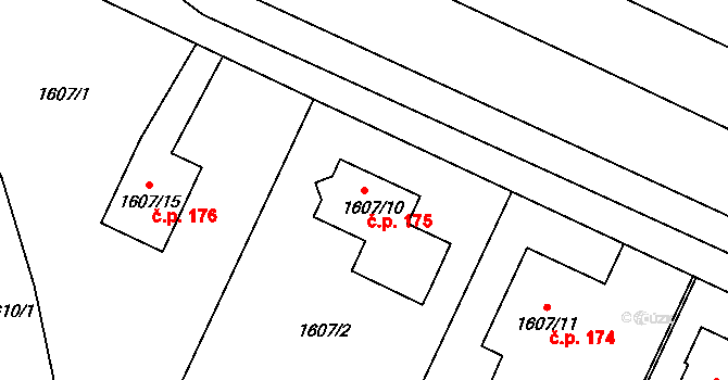 Seloutky 175 na parcele st. 1607/10 v KÚ Seloutky, Katastrální mapa