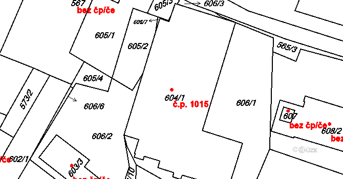 Jemnice 1015 na parcele st. 604/1 v KÚ Jemnice, Katastrální mapa