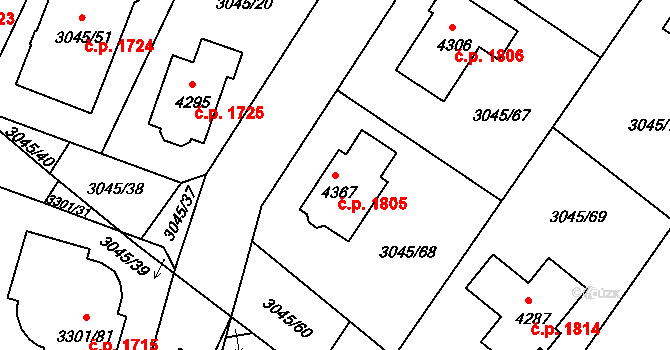 Čelákovice 1805 na parcele st. 4367 v KÚ Čelákovice, Katastrální mapa