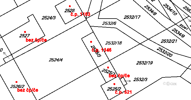 Oslavany 1146 na parcele st. 2525/3 v KÚ Oslavany, Katastrální mapa