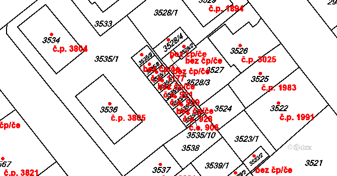 Chomutov 939 na parcele st. 3535/5 v KÚ Chomutov I, Katastrální mapa