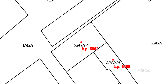 Chomutov 5652 na parcele st. 3241/17 v KÚ Chomutov I, Katastrální mapa