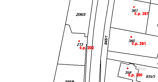 Sepekov 202 na parcele st. 213 v KÚ Sepekov, Katastrální mapa