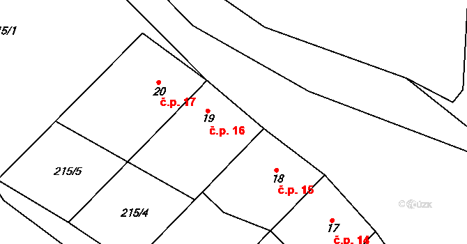Kozlov 16, Bystřice nad Pernštejnem na parcele st. 19 v KÚ Kozlov u Lesoňovic, Katastrální mapa