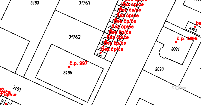 Litoměřice 41093216 na parcele st. 3166 v KÚ Litoměřice, Katastrální mapa