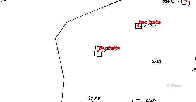 Havířov 42059216 na parcele st. 934/2 v KÚ Bludovice, Katastrální mapa