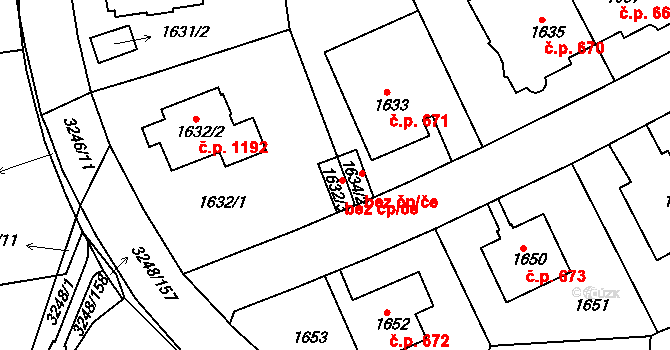 Praha 43639216 na parcele st. 1632/3 v KÚ Krč, Katastrální mapa