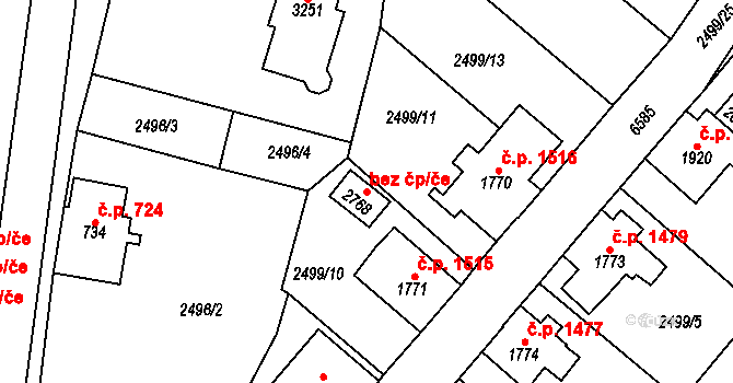 Kraslice 44345216 na parcele st. 2768 v KÚ Kraslice, Katastrální mapa