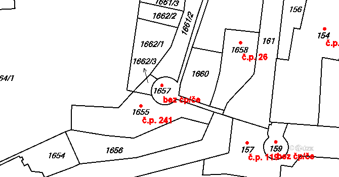 Vimperk 46208216 na parcele st. 1657 v KÚ Vimperk, Katastrální mapa