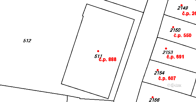 Nivnice 888 na parcele st. 511 v KÚ Nivnice, Katastrální mapa