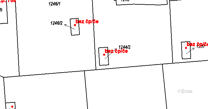 Hradištko 49310216 na parcele st. 1244/2 v KÚ Hradištko u Sadské, Katastrální mapa
