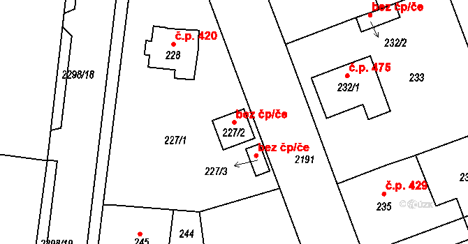 Březnice 49443216 na parcele st. 227/2 v KÚ Březnice, Katastrální mapa