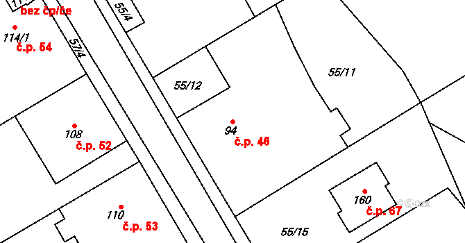 Ochoz 46, Nasavrky na parcele st. 94 v KÚ Ochoz u Nasavrk, Katastrální mapa