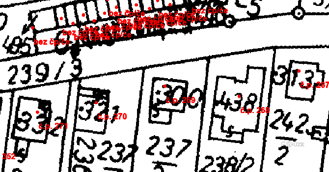 Bernartice 269 na parcele st. 300 v KÚ Bernartice u Milevska, Katastrální mapa
