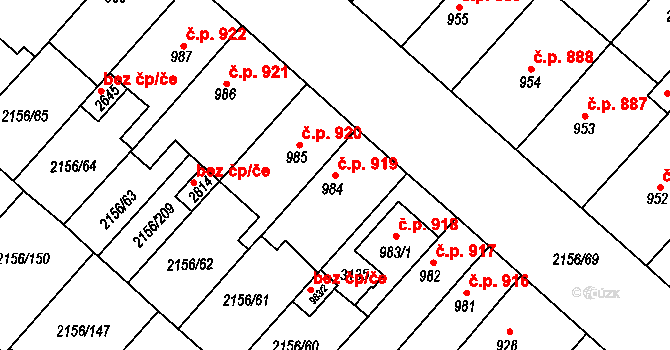 Choceň 919 na parcele st. 984 v KÚ Choceň, Katastrální mapa