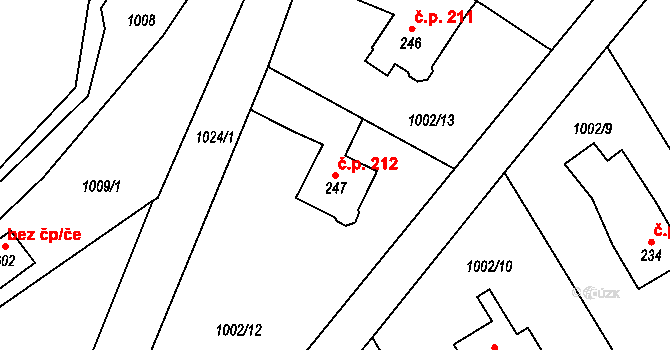 Velká Ves 212, Broumov na parcele st. 247 v KÚ Velká Ves u Broumova, Katastrální mapa