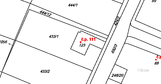 Voleč 111 na parcele st. 123 v KÚ Voleč, Katastrální mapa