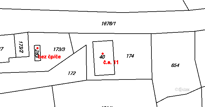 Heroltice 11, Štíty na parcele st. 40 v KÚ Heroltice u Štítů, Katastrální mapa