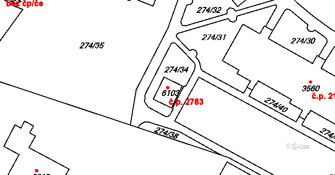 Rakovník II 2783, Rakovník na parcele st. 6103 v KÚ Rakovník, Katastrální mapa