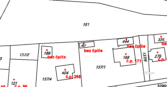 Olešnice 82925216 na parcele st. 437 v KÚ Olešnice u Trhových Svinů, Katastrální mapa