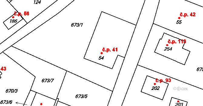 Vilémov 41, Humpolec na parcele st. 54 v KÚ Vilémov u Humpolce, Katastrální mapa