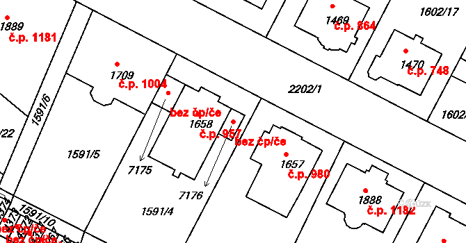 Písek 90145216 na parcele st. 7176 v KÚ Písek, Katastrální mapa