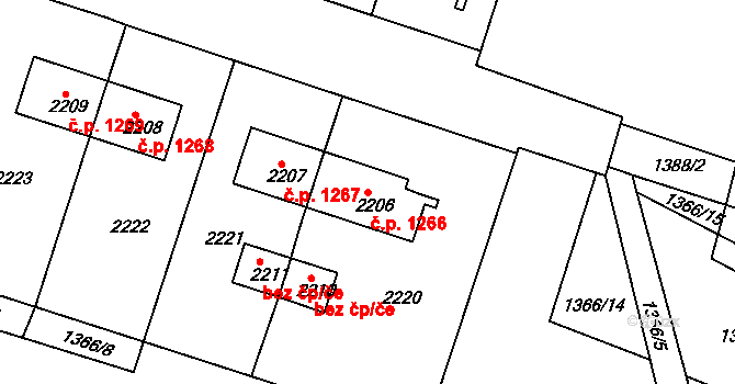 Vejprty 1266 na parcele st. 2206 v KÚ Vejprty, Katastrální mapa