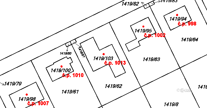 Bolatice 1013 na parcele st. 1419/103 v KÚ Bolatice, Katastrální mapa