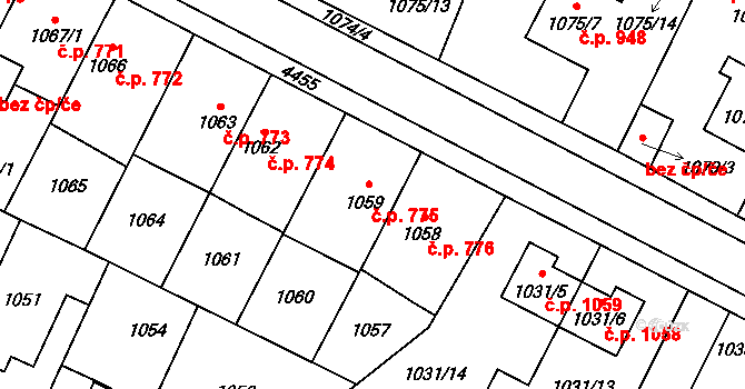 Chotěboř 775 na parcele st. 1059 v KÚ Chotěboř, Katastrální mapa