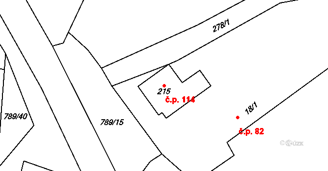 Merklovice 114, Vamberk na parcele st. 215 v KÚ Merklovice, Katastrální mapa