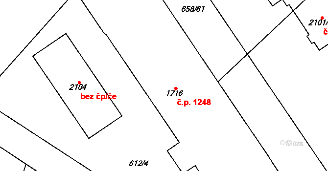 Čáslav-Nové Město 1248, Čáslav na parcele st. 1716 v KÚ Čáslav, Katastrální mapa