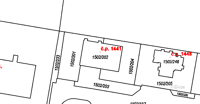 Řepy 1441, Praha na parcele st. 1502/202 v KÚ Řepy, Katastrální mapa